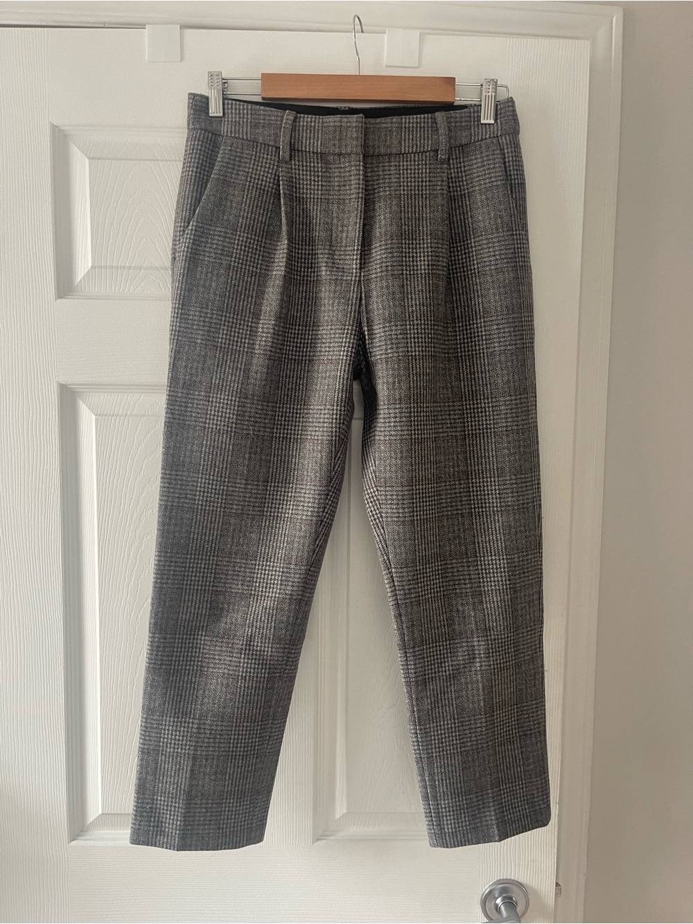 Women's 100% Wool Gray Glen Plaid Dress Pants